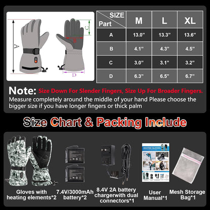 Rechargeable Heated Gloves for Men Women Hand Warmers Winter Ski Gloves