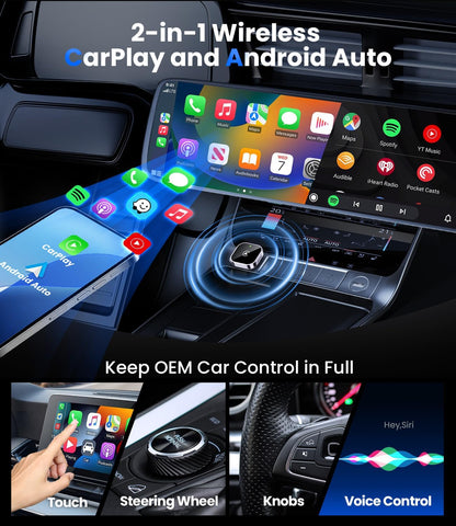 Teeran 2 in 1 Wireless CarPlay and Android Auto Adapter
