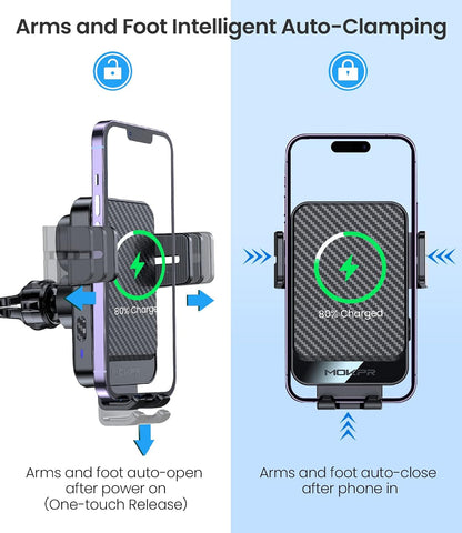 Wireless Car Charger 15W Fast Charging Dash Windshield Vent Car Mount