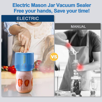 Mason Jar Vacuum Sealer Kit, Electric One Touch Auto Stop