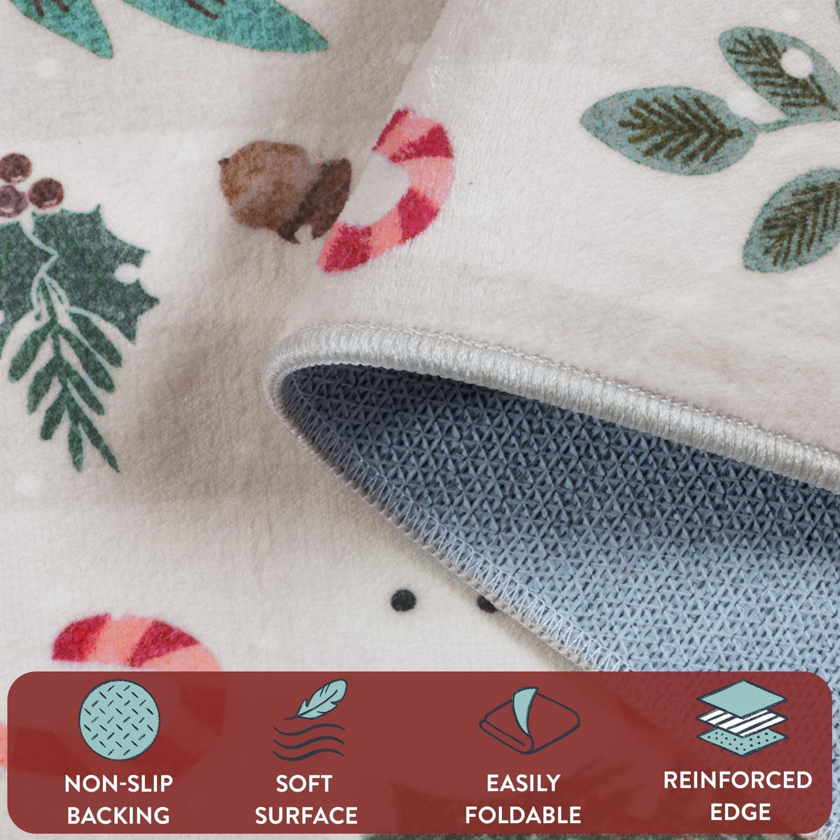 Lahome Christmas 8x10 Living Room Area Rug, Soft Christmas Tree Large Washable Rug for Bedroom, Non Slip Low Pile Indoor Floor Carpet for Home Office Xmas Holiday Decor, Beige