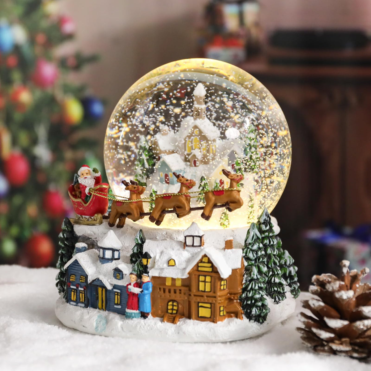 Musical Snow Globe with Color Changing LED Lights, Snowman Music Box