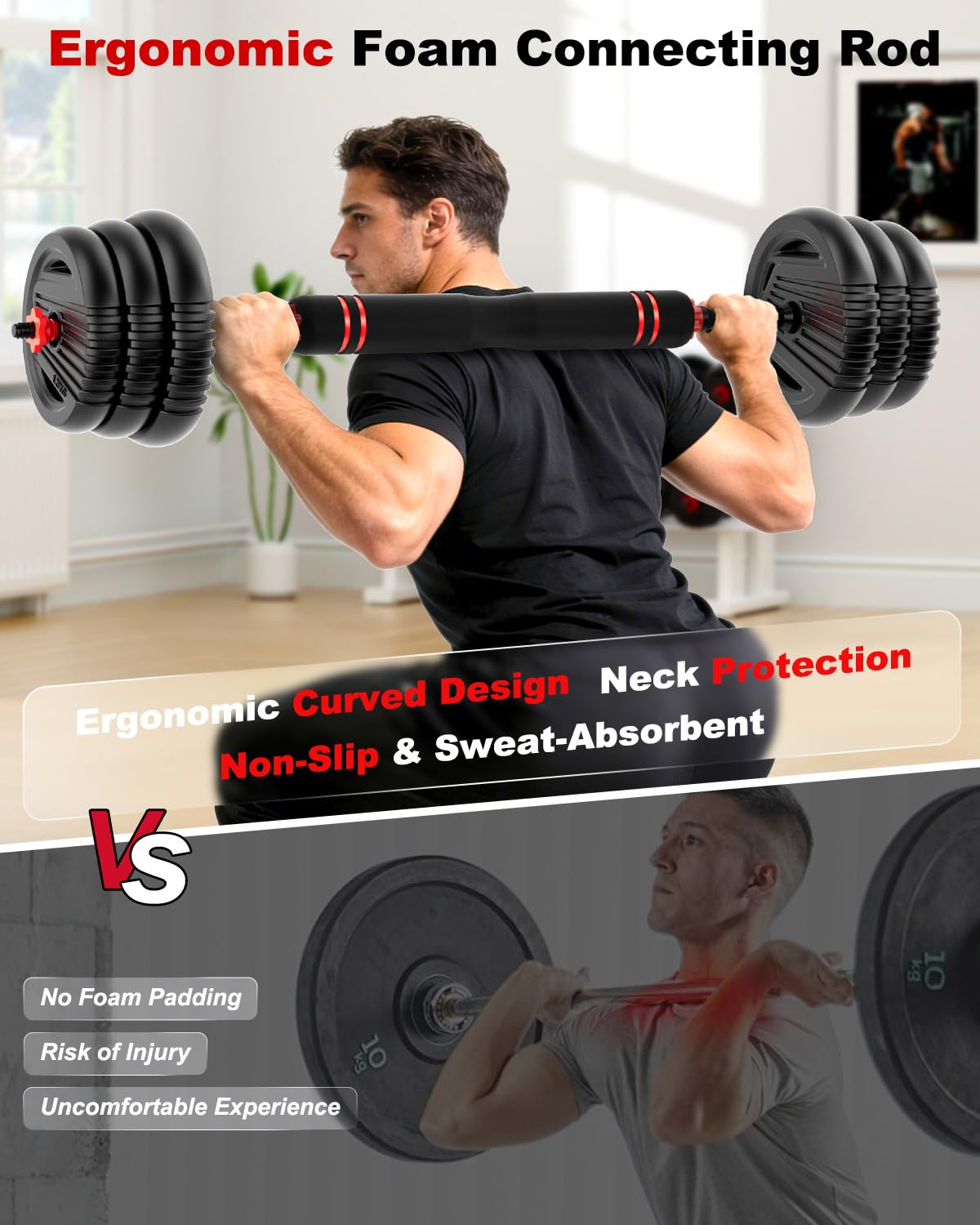 Adjustable Dumbbell set,20/30/45/70/90lbs Free Weight Set