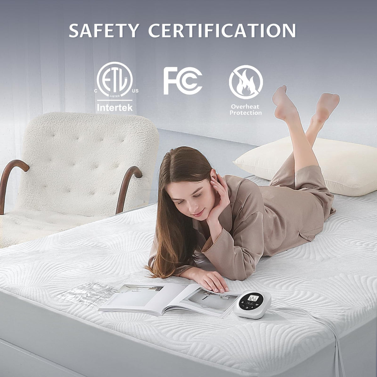 Heated Mattress Pad Queen, 3D Air Fabric, Preheat & Memory for Cold Winter