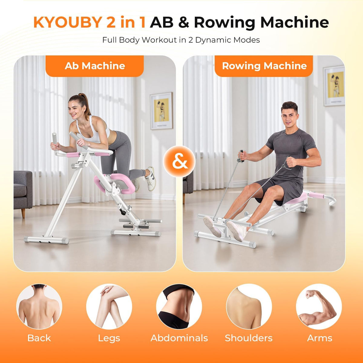 OWLSKY Ab Machine, Adjustable Ab Trainer Machine for Abs Workout at Home Gym, Foldable, Knee Protection, LCD Monitor, Device Holder, 400 LBS,Abdominal Trainer for Stomach Workout