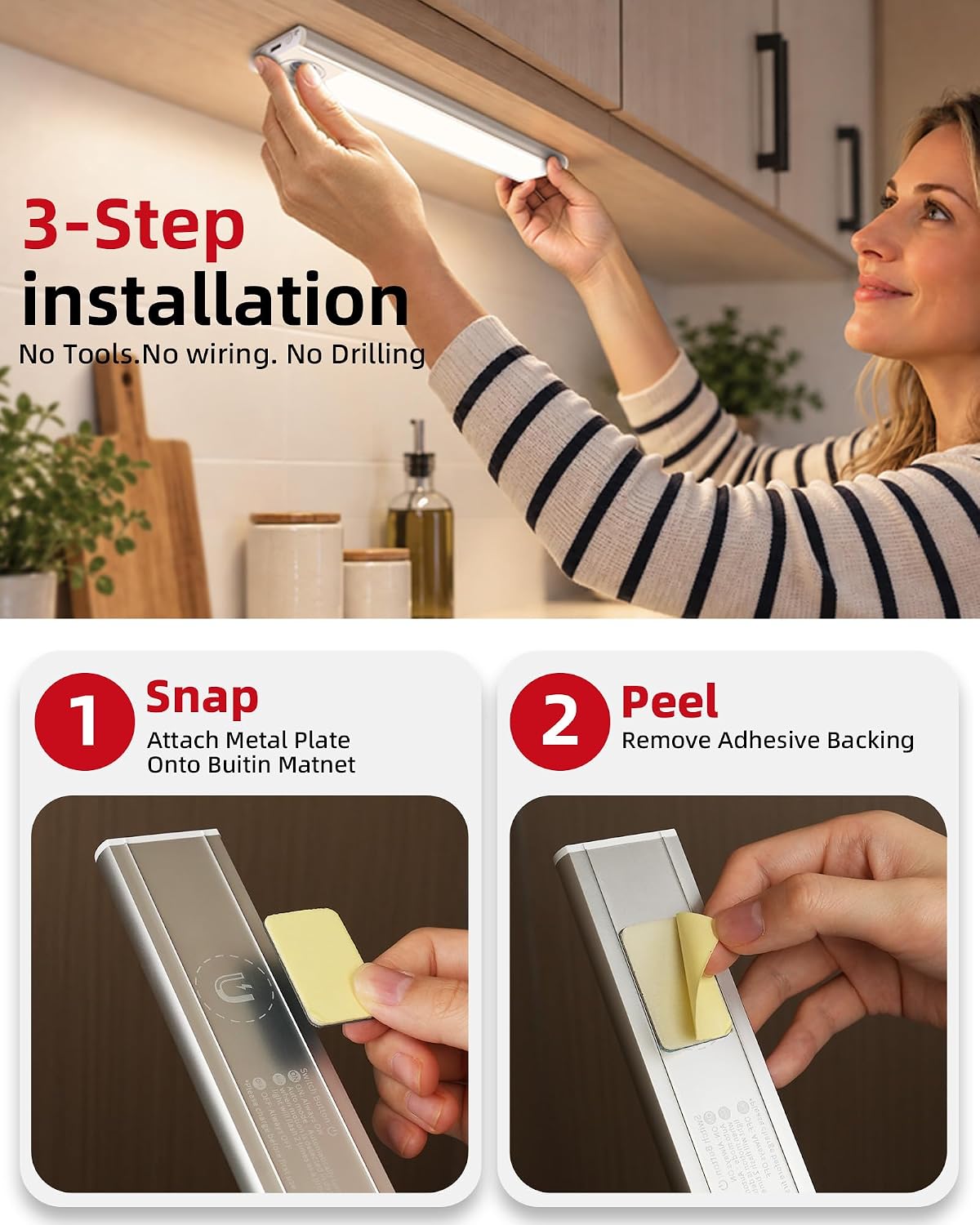 Under Cabinet Lighting 6 Pack, Rechargeable Motion Sensor Closet Lights