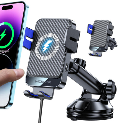 Wireless Car Charger 15W Fast Charging Dash Windshield Vent Car Mount