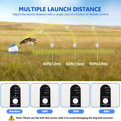 Automatic Ball Launcher for Dogs, 3 Distances 20-45ft, 6 Balls Included