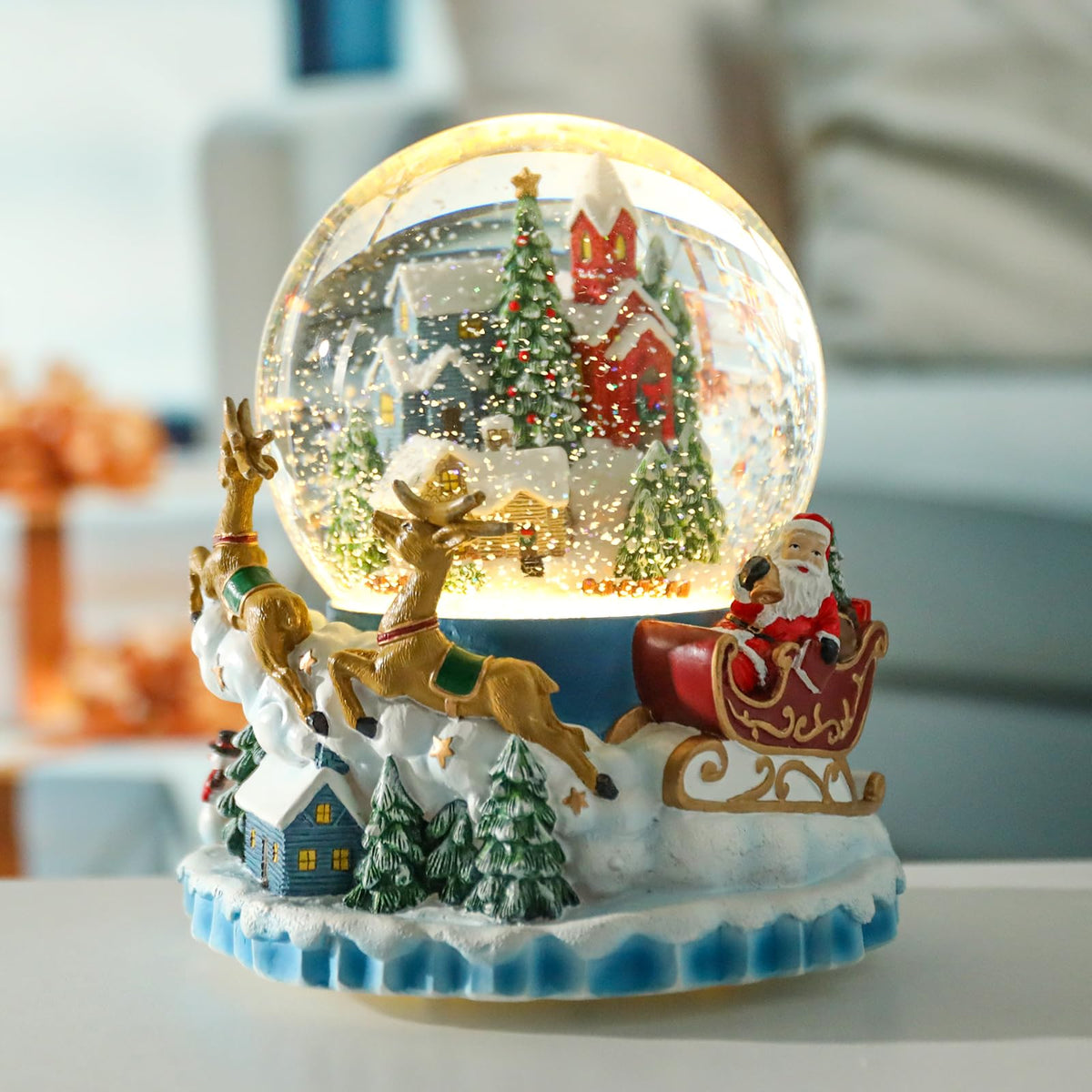 Musical Snow Globe with Color Changing LED Lights, Snowman Music Box