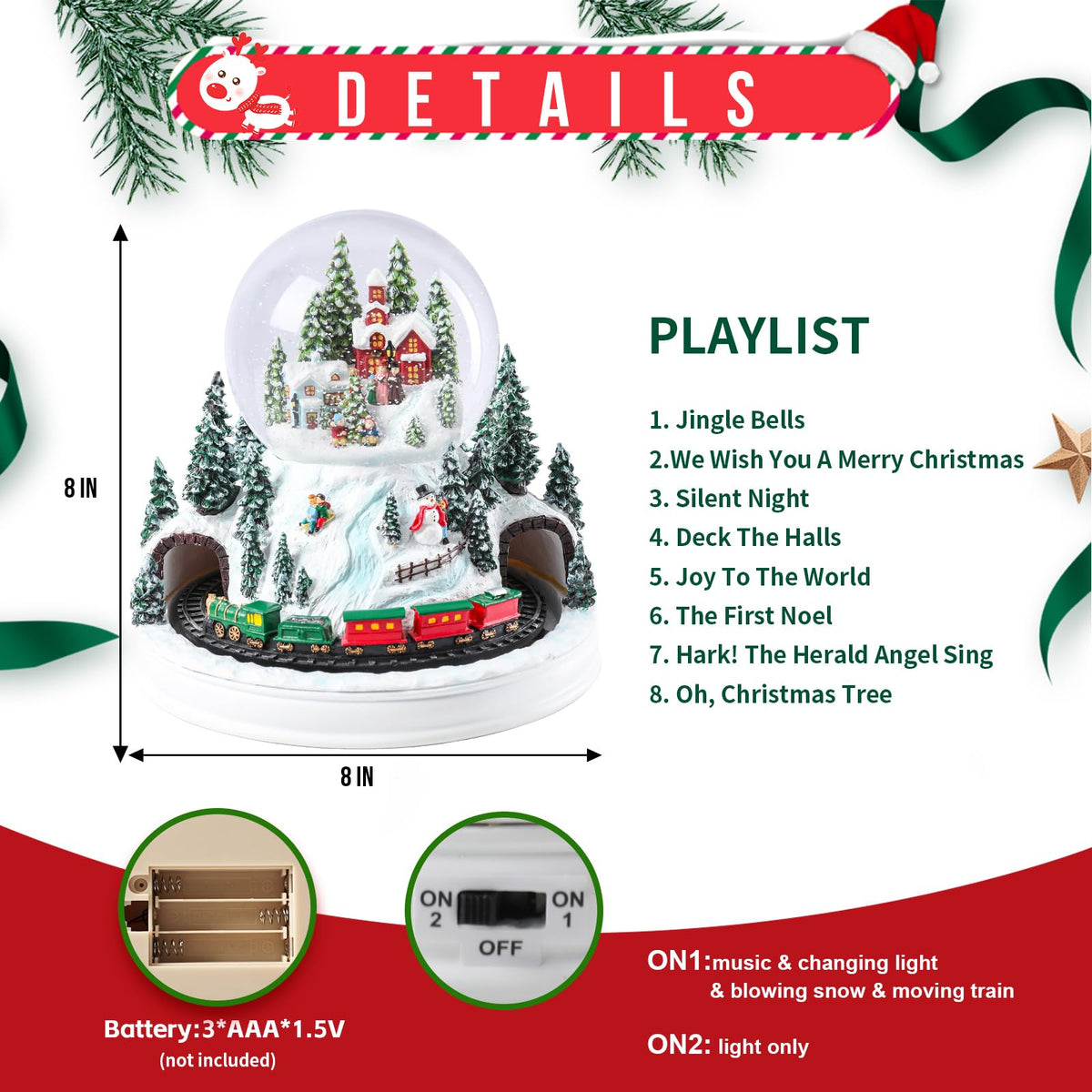 Musical Snow Globe with Color Changing LED Lights, Snowman Music Box