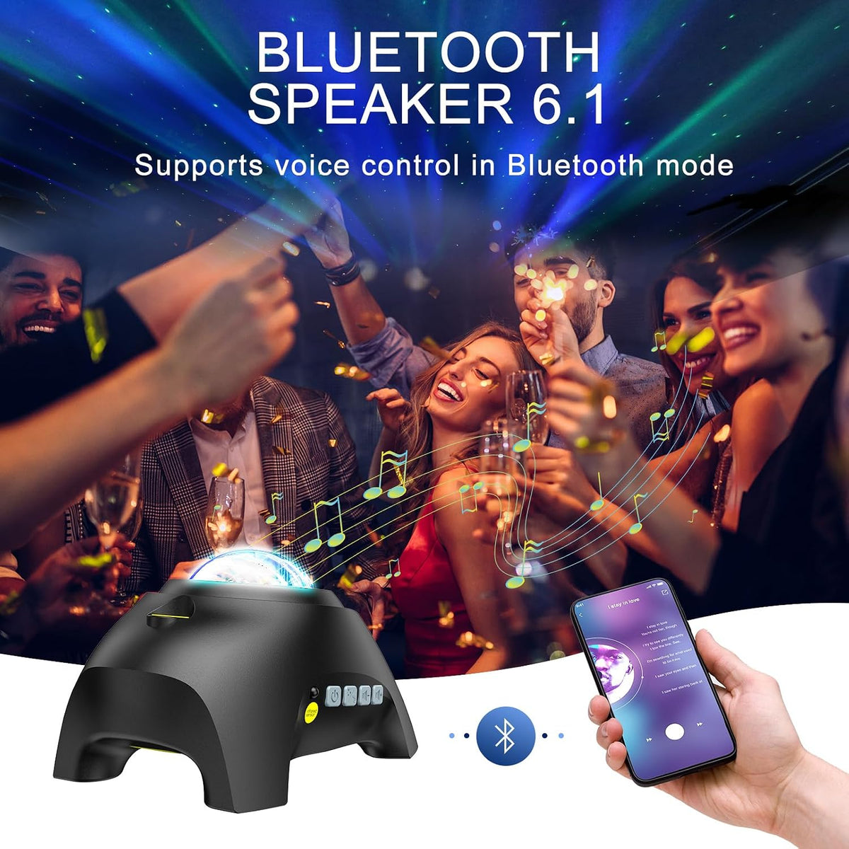 Galaxy Projector Aurora Night Light with Bluetooth Speaker & White Noise
