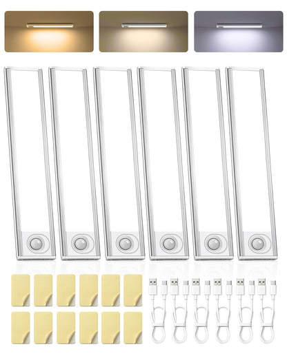Under Cabinet Lighting 6 Pack, Rechargeable Motion Sensor Closet Lights