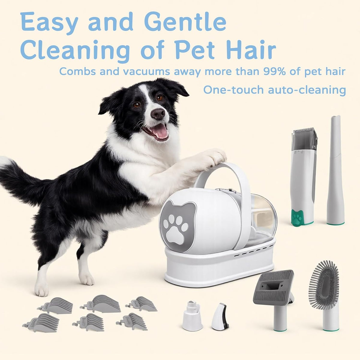 Dog Grooming Vacuum Kit with Clipper & Nail Grinder, 6 Tools