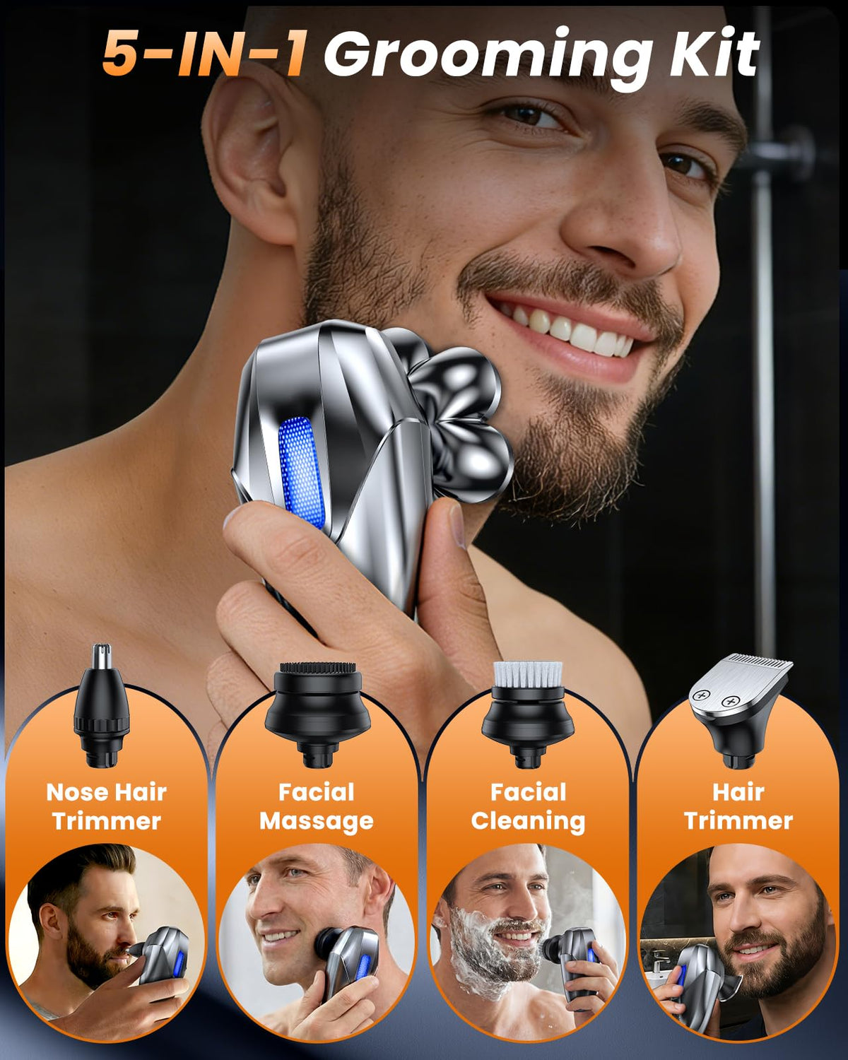 Vacuum Beard Trimmer for Men, Adjustable Precision Trimming Length 1-20mm