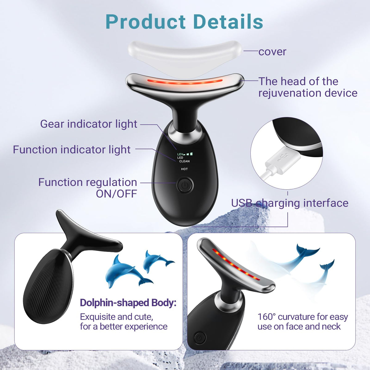 Face Massager for Neck & Face, 3 Modes Face Sculpting Tool