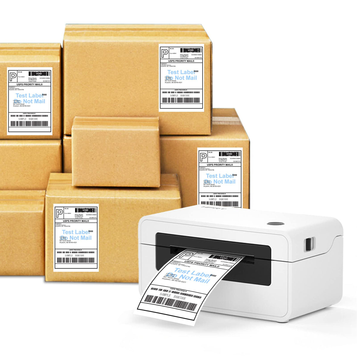 9527 Product Fanfold 4 x 6 Direct Thermal Labels White Perforated Shipping Labels, 500pcs per Stack,1 Stack