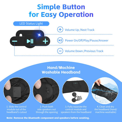 Sleep Headphones Bluetooth Headband for Side Sleepers