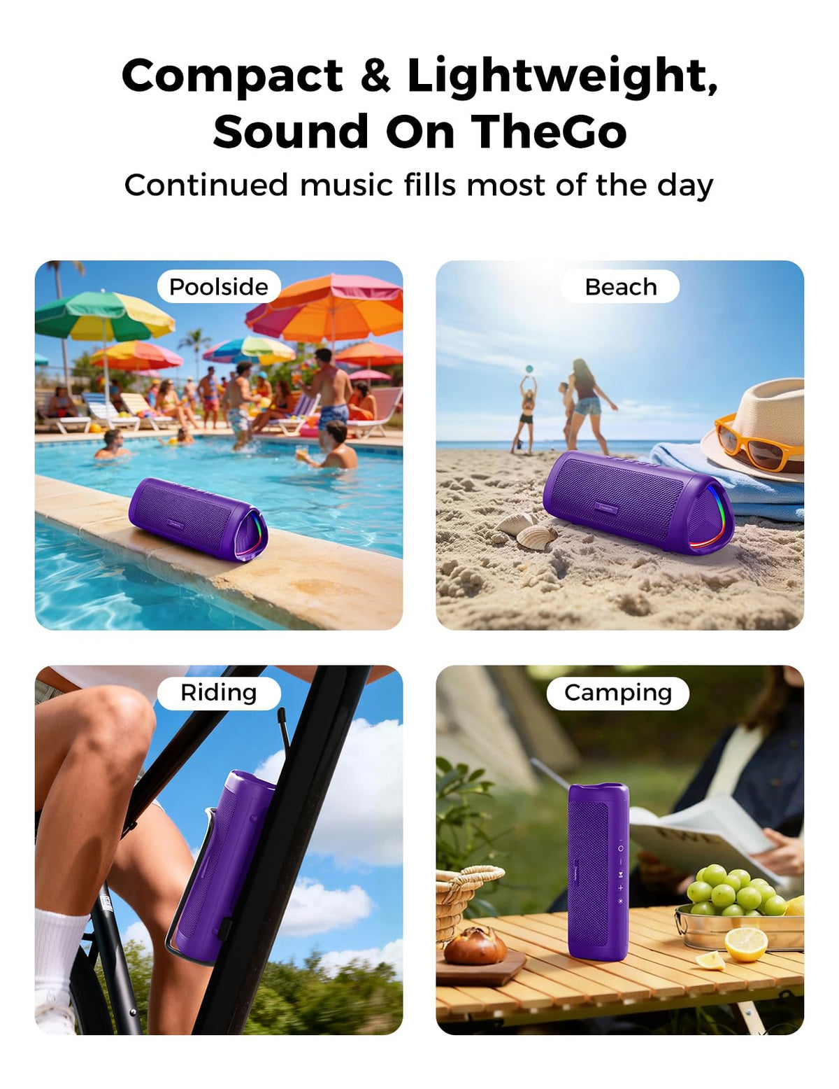 Portable Bluetooth Speaker 20W, IPX5 Waterproof, 24H Playtime