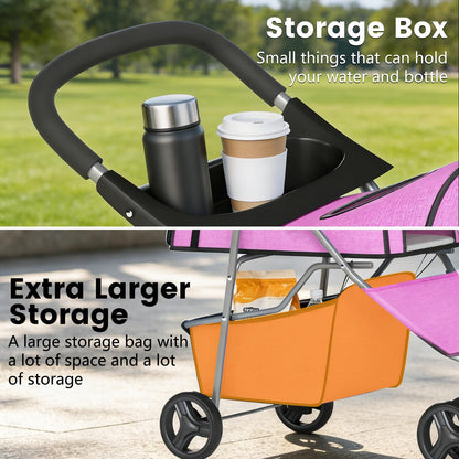 Pet Stroller for Dogs & Cats, 3 Wheel Foldable with Storage Basket