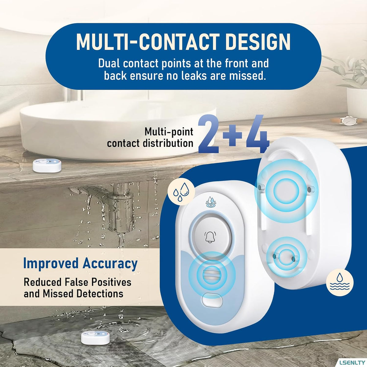 Water Leak Detector with 100dB Alarm, 5-Year Battery, IP66 Waterproof