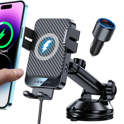 Wireless Car Charger 15W Fast Charging Dash Windshield Vent Car Mount