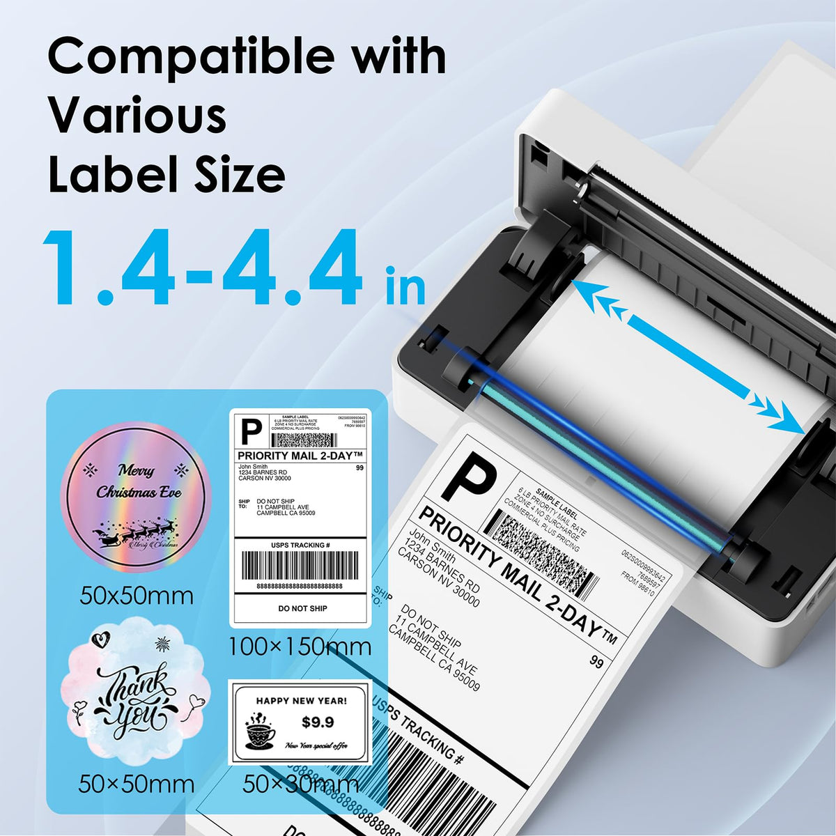KNAON Shipping Thermal Label Printer, 4x6 Portable Label Printer, Black