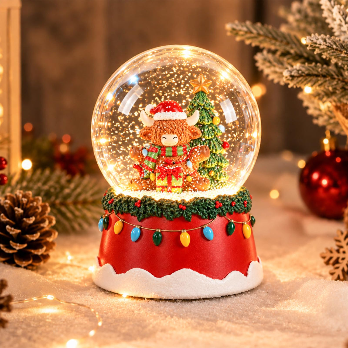Musical Snow Globe with Color Changing LED Lights, Snowman Music Box