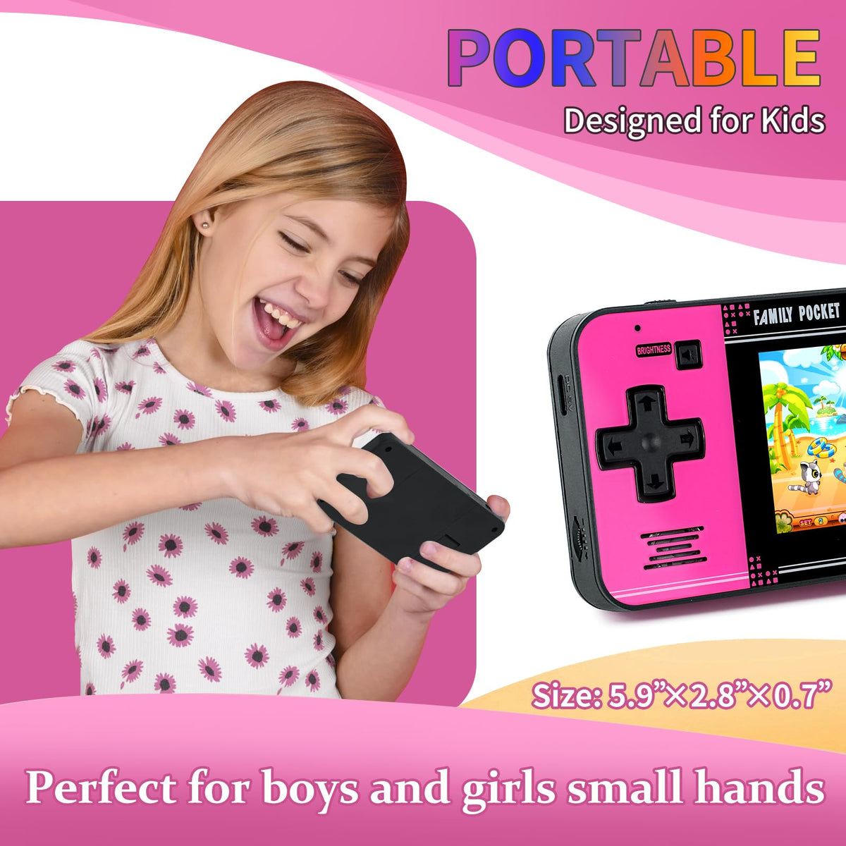 Handheld Game Console for Kids, 220 Retro Games, 3 in Screen