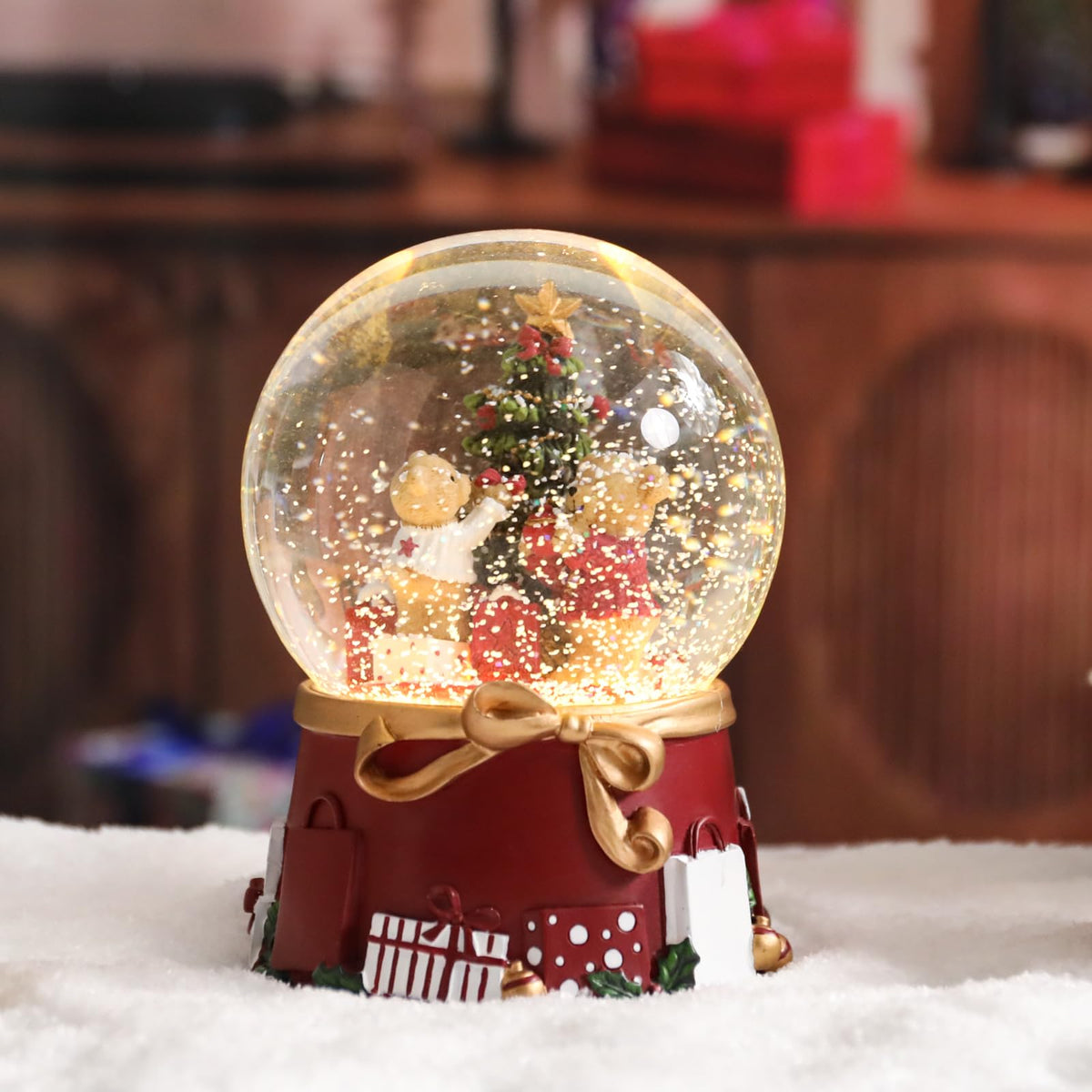 Musical Snow Globe with Color Changing LED Lights, Snowman Music Box