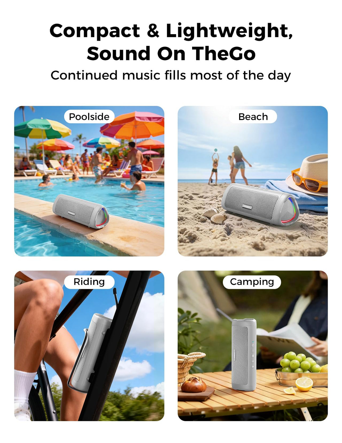 Portable Bluetooth Speaker 20W, IPX5 Waterproof, 24H Playtime