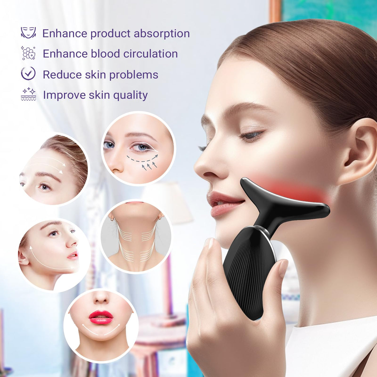 Face Massager for Neck & Face, 3 Modes Face Sculpting Tool