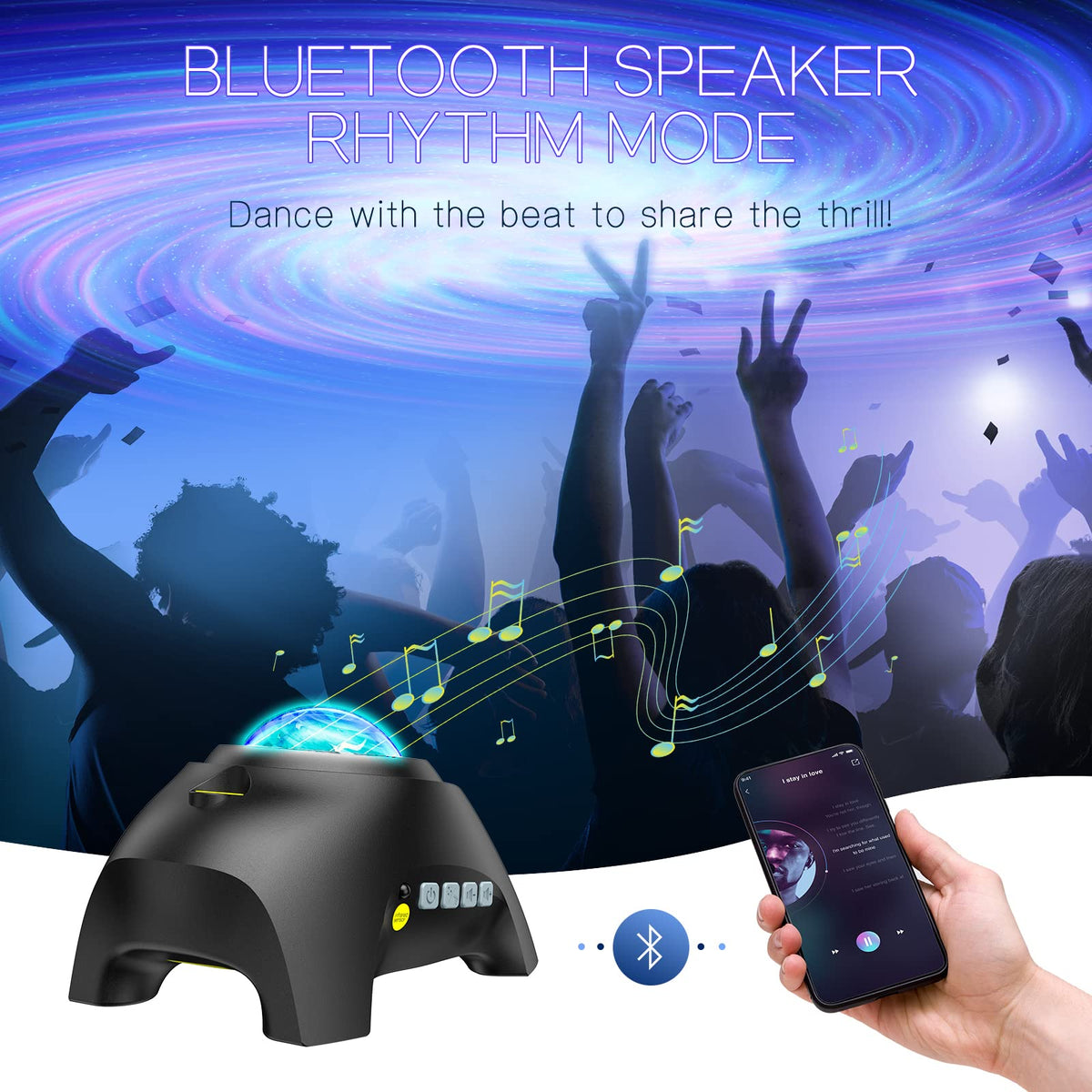 Galaxy Projector Aurora Night Light with Bluetooth Speaker & White Noise