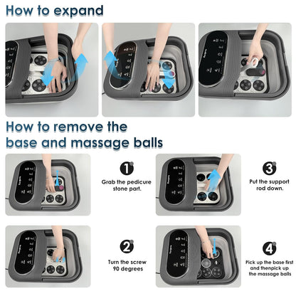 Foot Spa Massager with Heat & Bubbles, Rotating Rollers, Remote Control