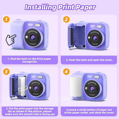 Kids Instant Print Camera with 5 Rolls Print Paper, 1080P HD Camera, Rechargeable Portable Toddler Selfie Camera, Christmas Birthday Gifts Toys for Boys Girls Age 3-12 (Red & Blue)