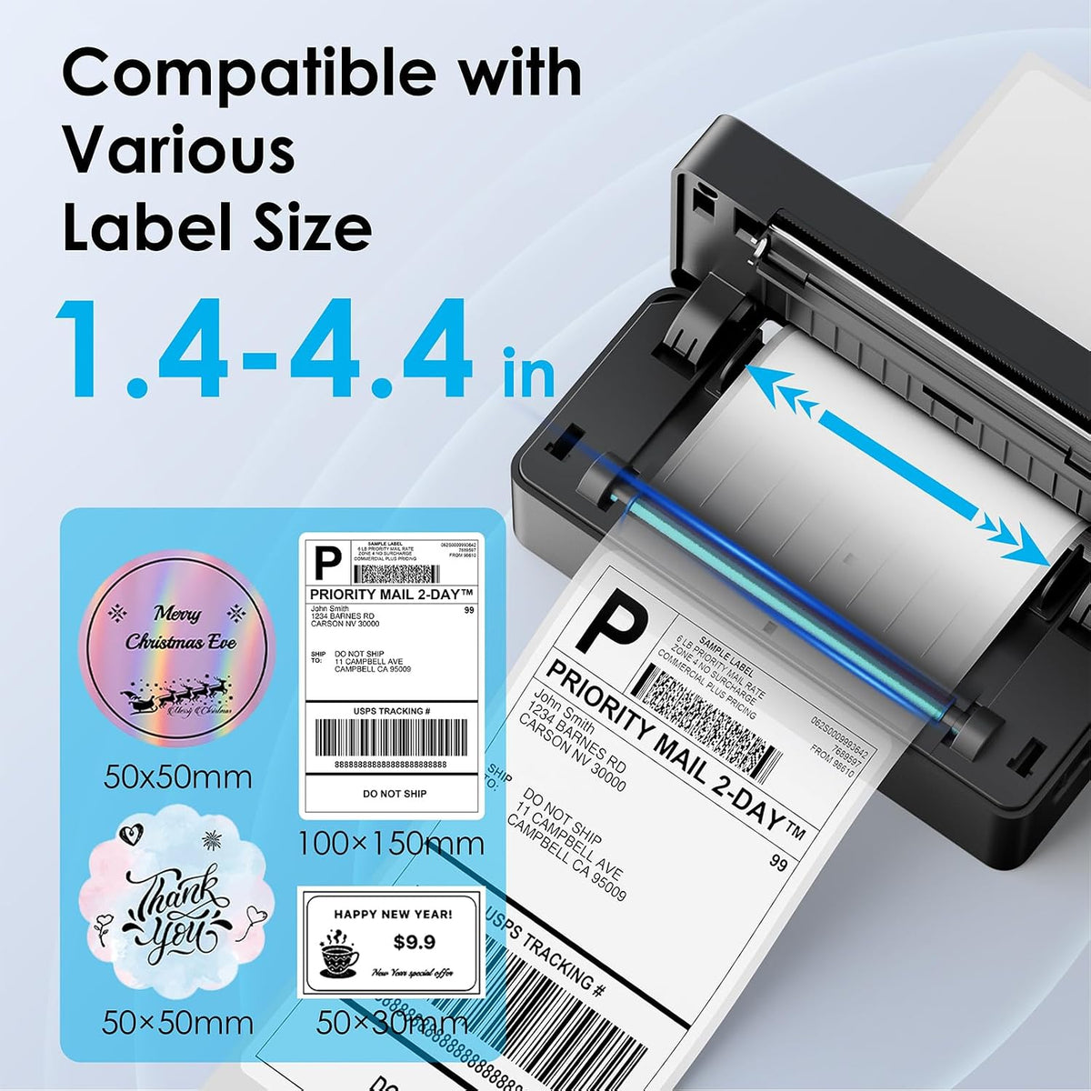 KNAON Shipping Thermal Label Printer, 4x6 Portable Label Printer, Black