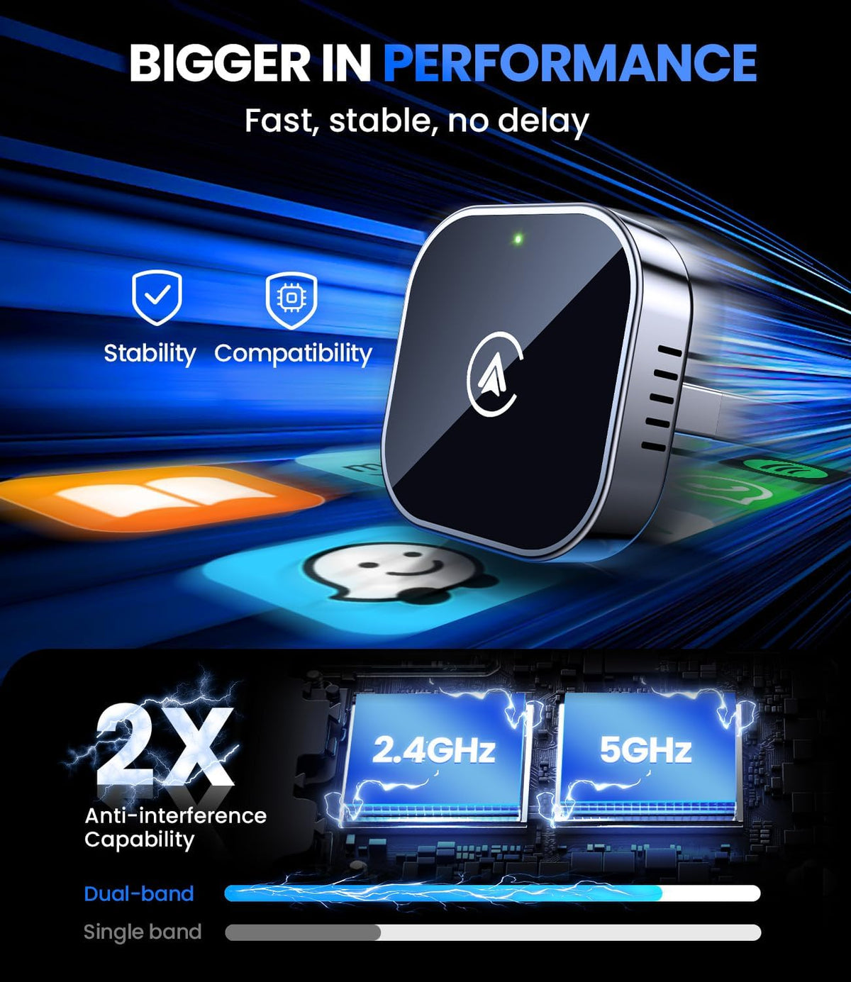 Teeran 2 in 1 Wireless CarPlay and Android Auto Adapter