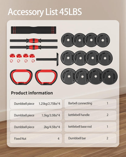Adjustable Dumbbell set,20/30/45/70/90lbs Free Weight Set