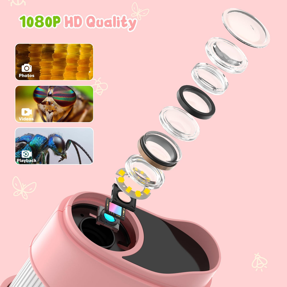 1000X Handheld Digital Microscope for Kids: Pocket Microscope with 2.0" IPS Screen - STEM Toys Birthday Gifts for Girls Boys Child - Portable Edu Science Kits Toddler Age 3-6 6-12