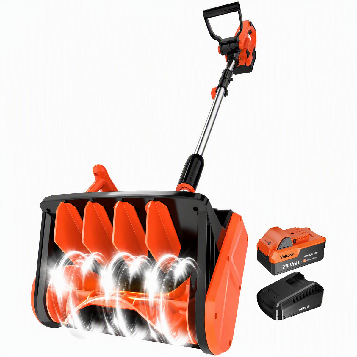 VOLTASK Cordless Snow Shovel, 24V | 13-Inch | 4-Ah Cordless Snow Blower, Battery Snow Blower with Directional Plate & Adjustable Front Handle (4-Ah Battery & Quick Charger Included)