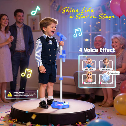 Kids Stand Karaoke Machine Toys for 3 4 5 6 7 8 Year Old Girls Gift, Kid Rechargeable Microphone Toddler Christmas Birthday Gift Singing Toy for Girl Ages 3-5 4-6, Bluetooth Speaker with 2 Mics