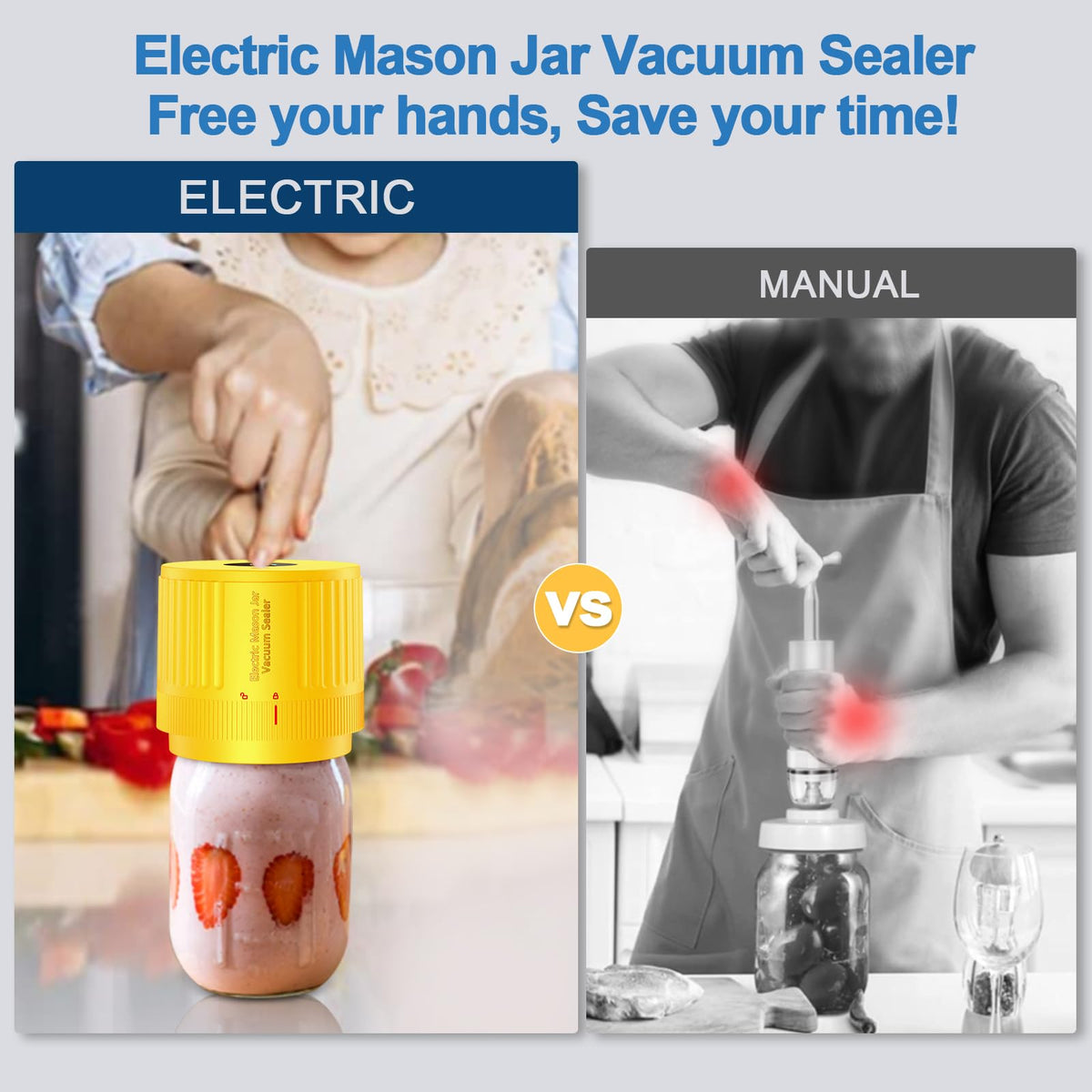 LOVE MOMENT Electric Mason Jar Vacuum Sealer Kit with One Touch Auto-Pause