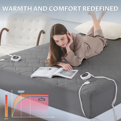 Heated Mattress Pad Queen with Preheat & Memory, 3D Air Fabric