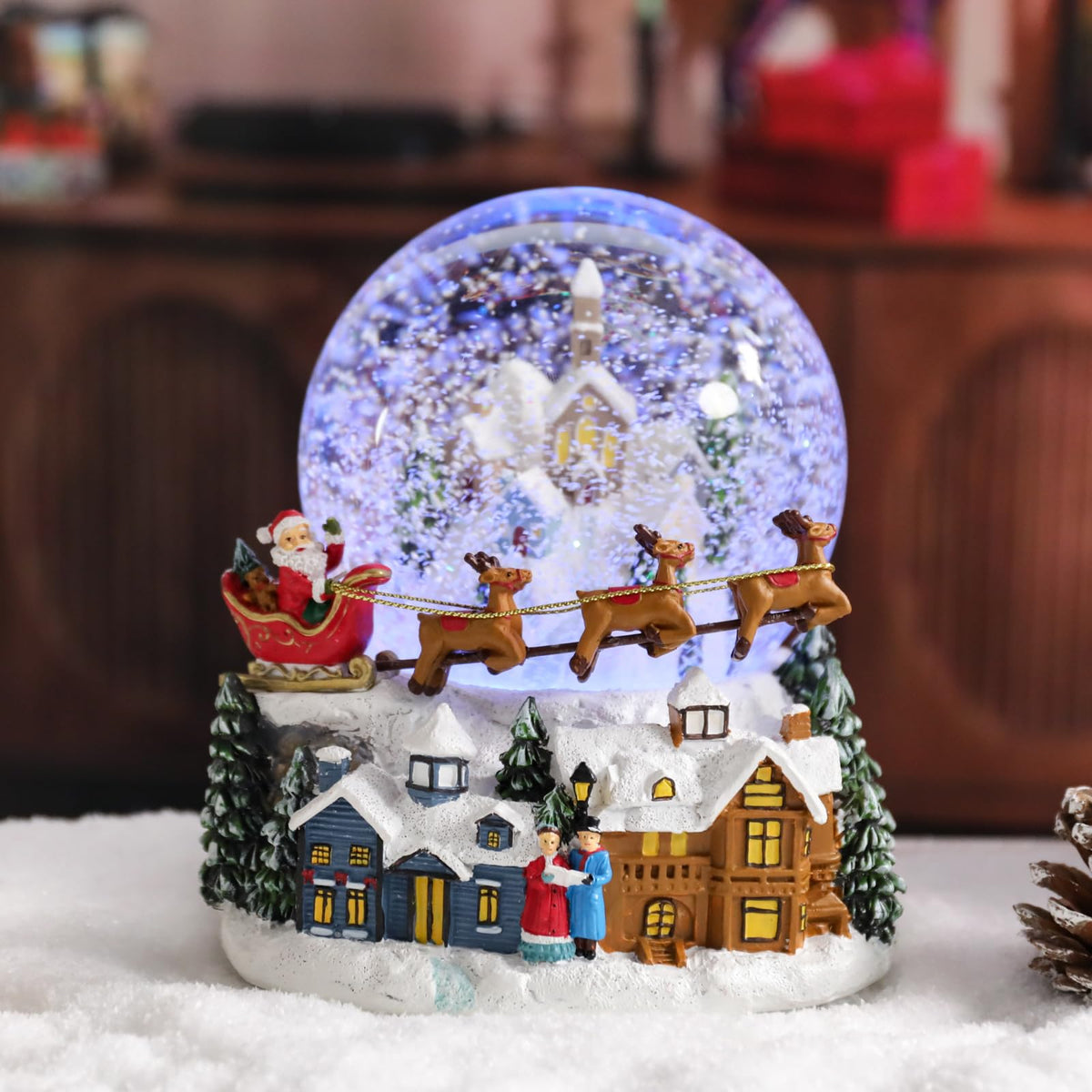 Musical Snow Globe with Color Changing LED Lights, Snowman Music Box