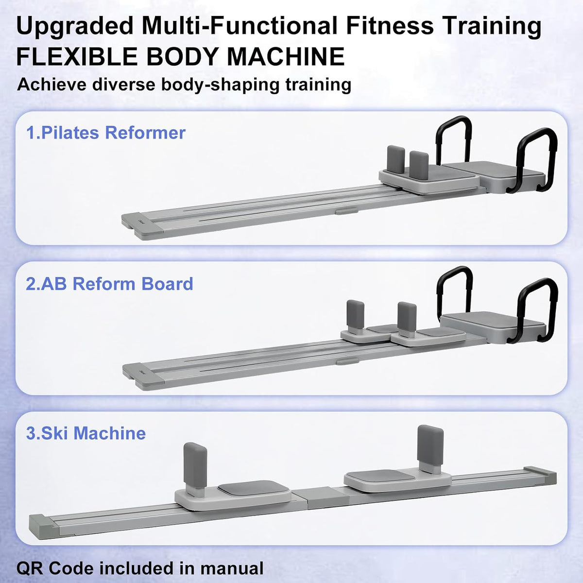 Pilates Reformer Board with 66.9'' Extended Track Portable Pilate Machine