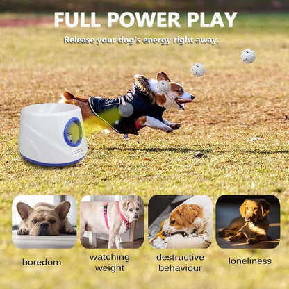 Automatic Ball Launcher for Dogs, 3 Distances 20-45ft, 6 Balls Included