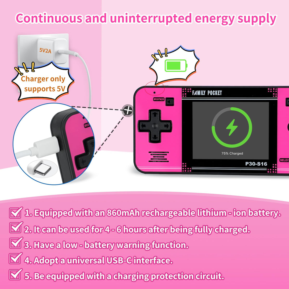 Handheld Game for Kids -Preloaded 220 Retro Video Games, Portable Gaming Player with Rechargeable Battery 3.0" LCD Screen, Mini Arcade Electronic Toy Gifts for Boys Girls (Blue)