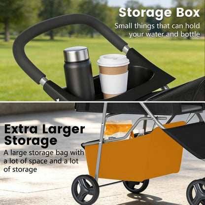 Pet Stroller for Dogs & Cats, 3 Wheel Foldable with Storage Basket