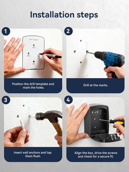 Smart Key Lock Box, Bluetooth App & Code, Wall Mount Key Safe