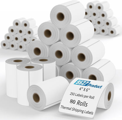 4x6 Thermal Shipping Labels, 500 Fanfold Perforated Labels