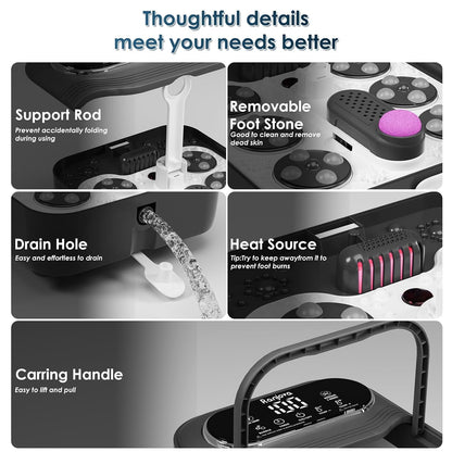 Foot Spa Massager with Heat & Bubbles, Rotating Rollers, Remote Control